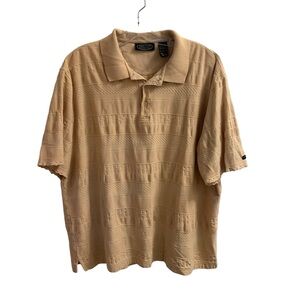 Vintage Jantzen Premier Tan Golf Polo Shirt Men Size XL Textured Elevated Casual